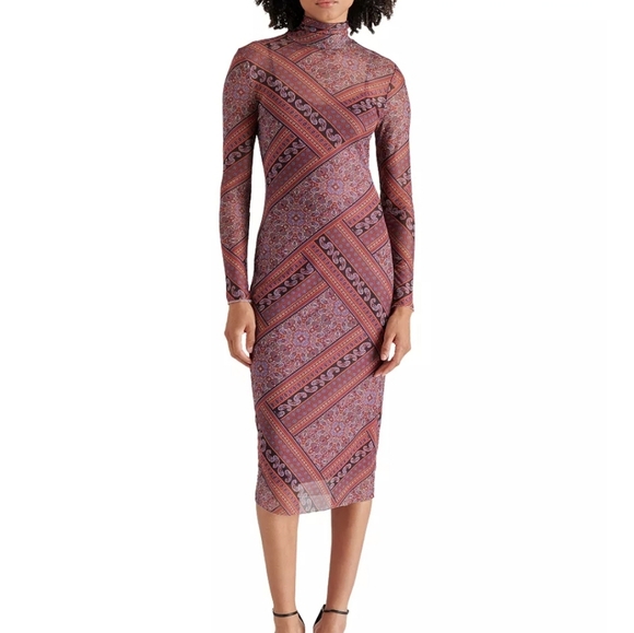 Steve Madden Dresses & Skirts - Steve Madden Women's Vivienne Paisley Turtleneck Midi Dress  Small